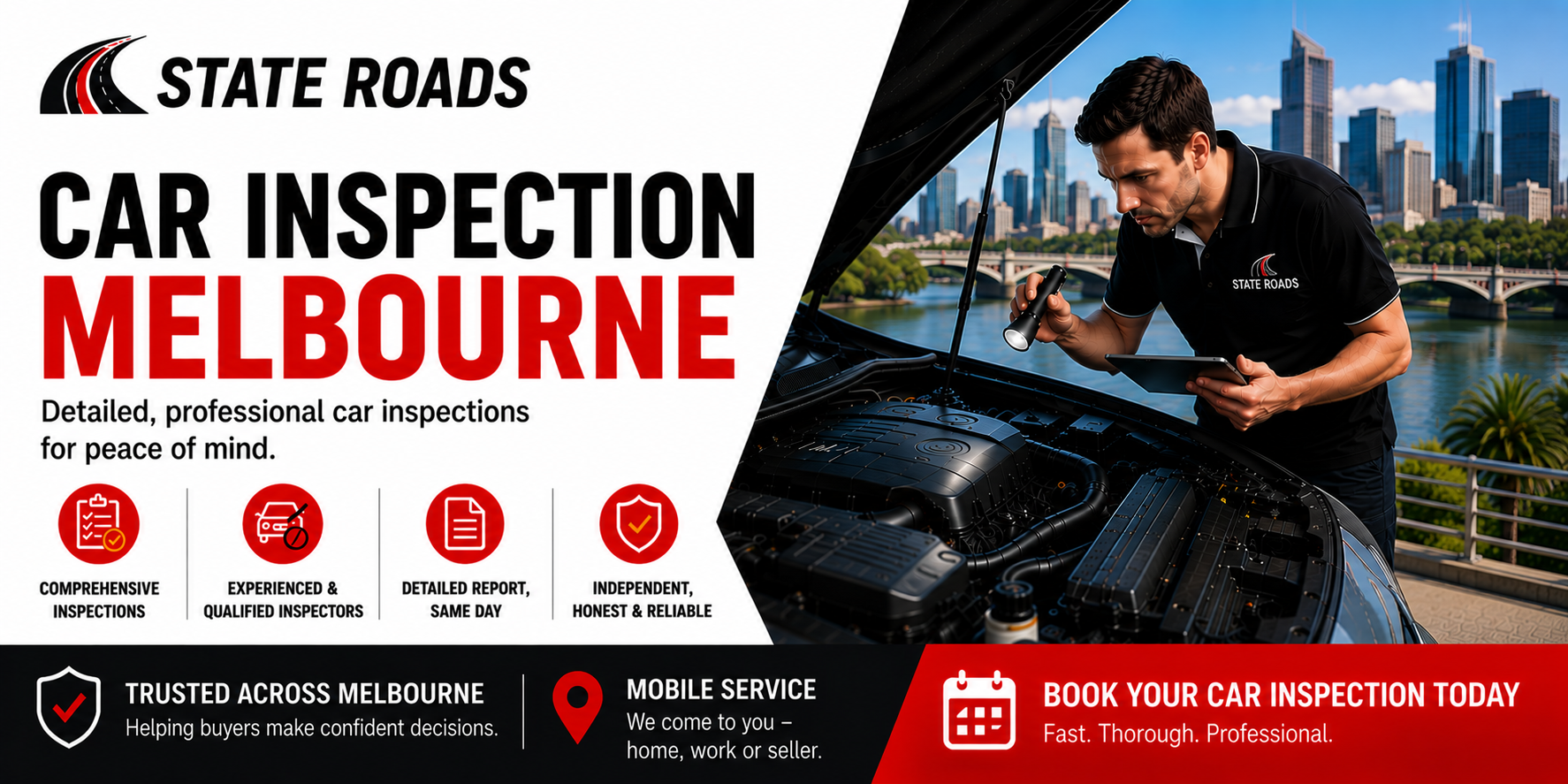 Stateroads car inspection Melbourne banner